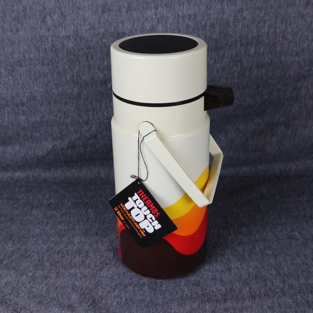 Vintage Thermos Touch Top Vacuum Server 2 Liter‎ Pump Action Retro Stripes USA